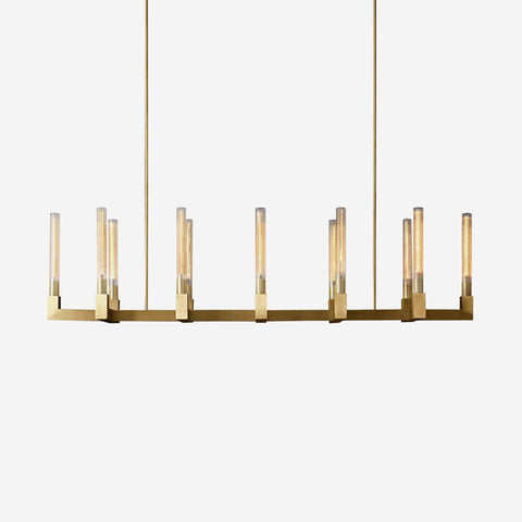 Lampadari rettangolari in ottone e vetro