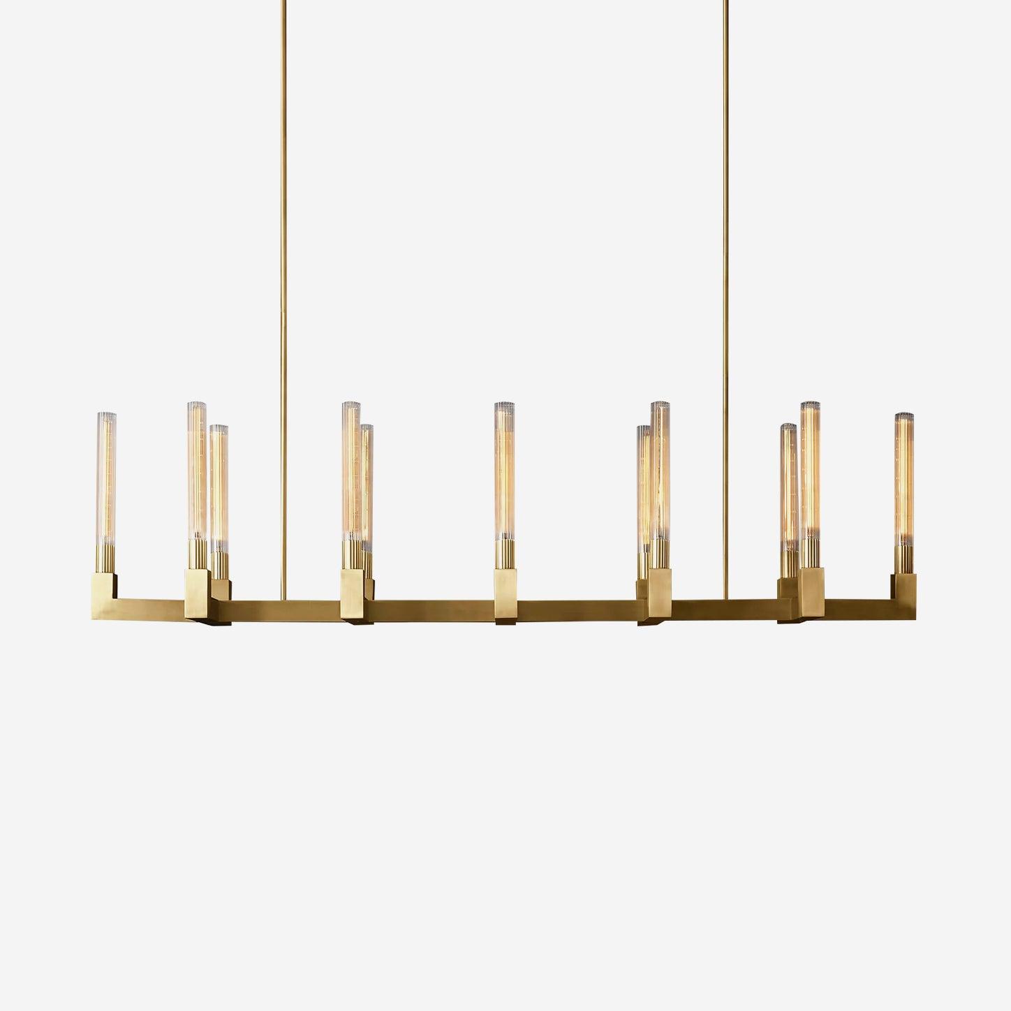 Brass rectangular glass chandeliers - Docos