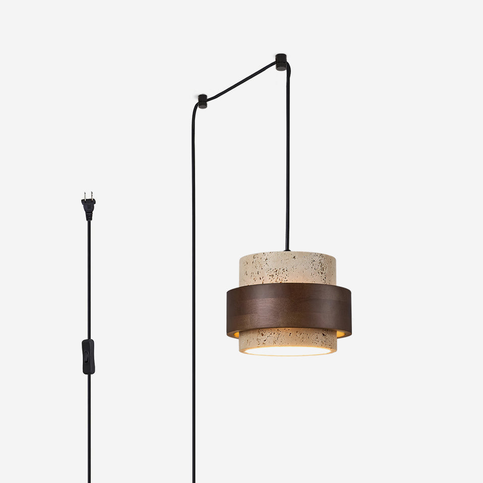 Cole Travertine Plug In Pendant Lamp