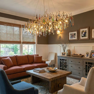 Colorful Raindrop Brass Branch Chandelier