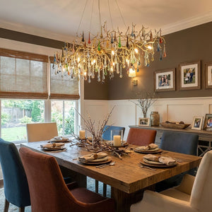 Colorful Raindrop Brass Branch Chandelier