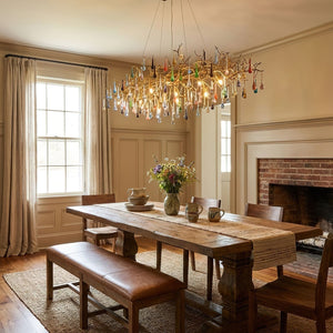 Colorful Raindrop Brass Branch Chandelier