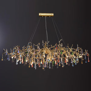 Colorful Raindrop Brass Branch Chandelier