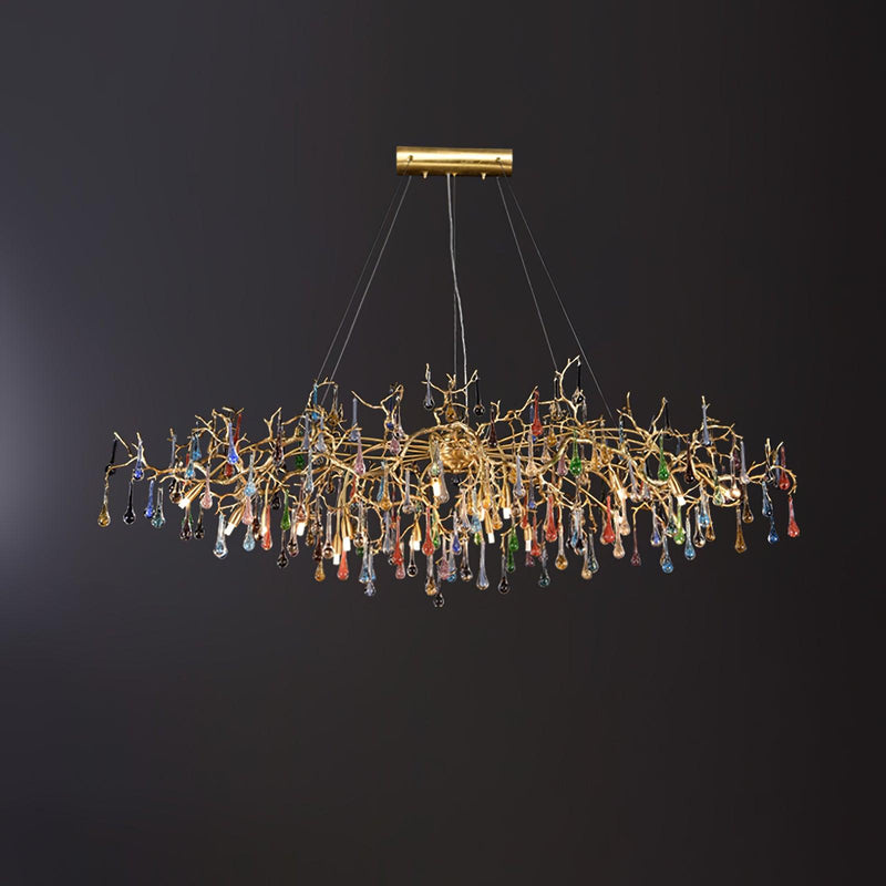 Colorful Raindrop Brass Branch Chandelier – detail 26