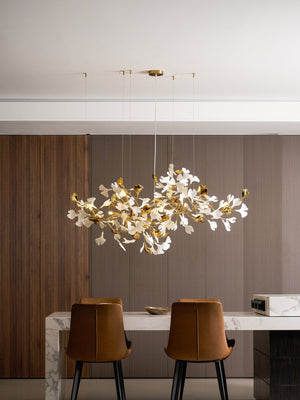 Gold White Leaves Combination Gingko Chandeliers