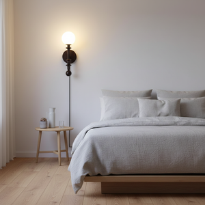 Lámpara de pared enchufable de madera Coslett 