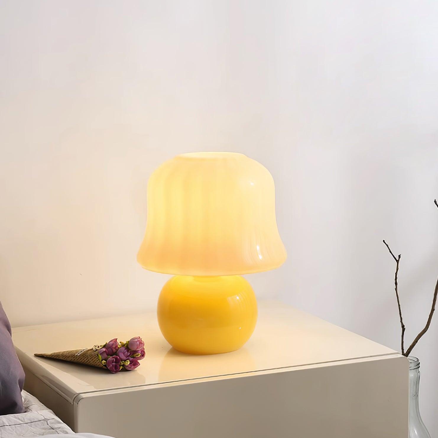 Cream Mushroom Table Lamp 8.7″- 11.4″ - Docos