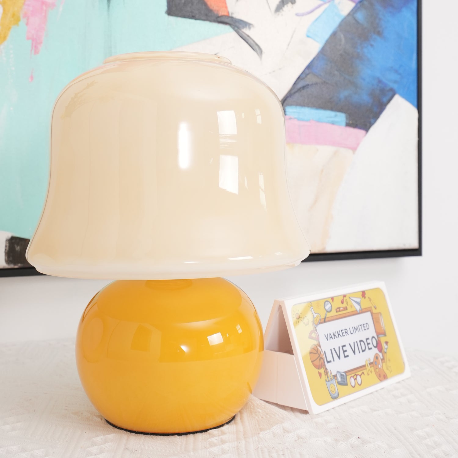 Lámpara de mesa seta color crema 8.7″- 11.4″ 