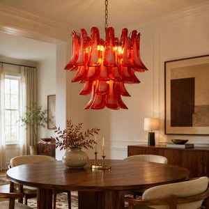 Crimson Glass Petals Chandelier