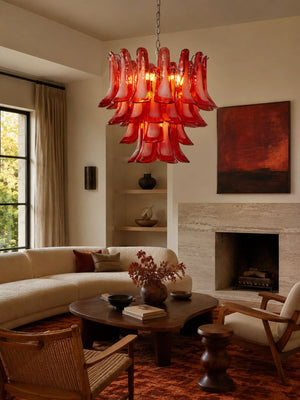 Crimson Glass Petals Chandelier