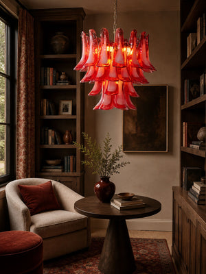 Crimson Glass Petals Chandelier