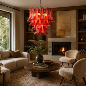 Crimson Glass Petals Chandelier
