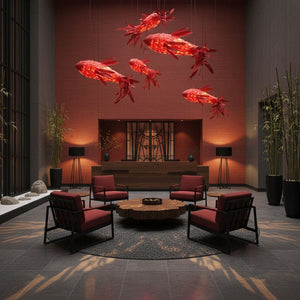 Crimson Swirl Koi Chandelier