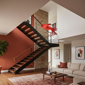 Crimson Swirl Koi Chandelier