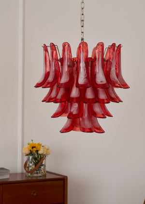 Crimson Glass Petals Chandelier