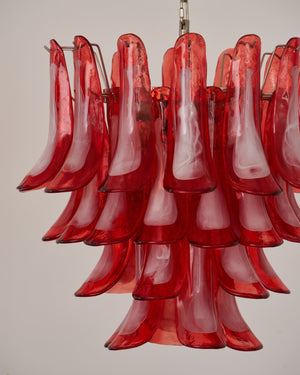 Crimson Glass Petals Chandelier