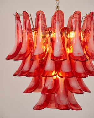 Crimson Glass Petals Chandelier