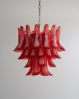 Crimson Glass Petals Chandelier