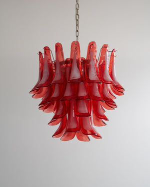 Crimson Glass Petals Chandelier