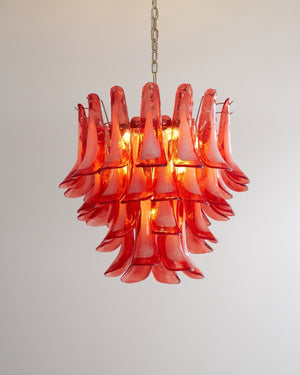 Crimson Glass Petals Chandelier