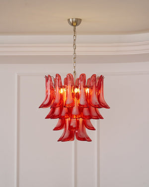 Crimson Glass Petals Chandelier