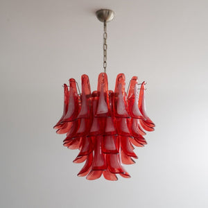 Crimson Glass Petals Chandelier