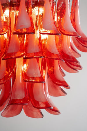 Crimson Glass Petals Chandelier