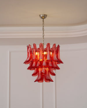 Crimson Glass Petals Chandelier