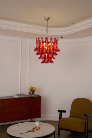 Crimson Glass Petals Chandelier