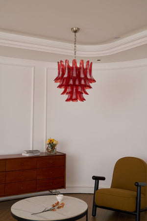 Crimson Glass Petals Chandelier