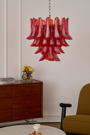 Crimson Glass Petals Chandelier