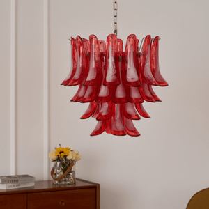 Crimson Glass Petals Chandelier