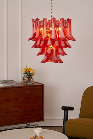 Crimson Glass Petals Chandelier