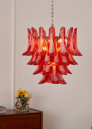 Crimson Glass Petals Chandelier