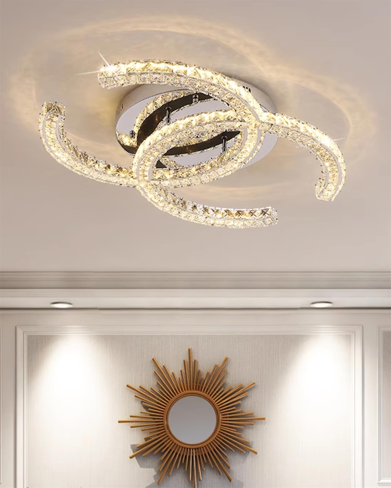 Crystal Ceiling Light – Chrome Flush Mount