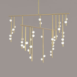 Brass Glass Drop Chandelier