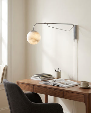 Dione Plug In Alabaster Wall Sconce