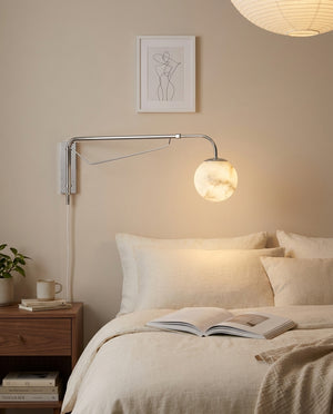 Dione Plug In Alabaster Wall Sconce