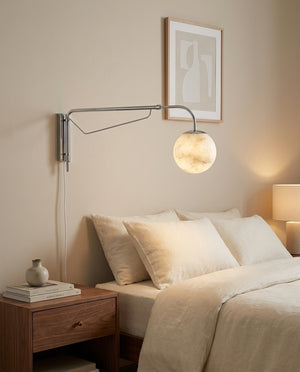 Dione Plug In Alabaster Wall Sconce