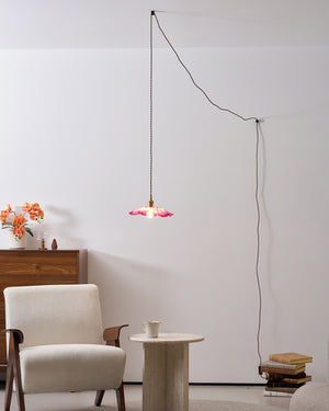 Lámpara colgante con enchufe de cristal de flores