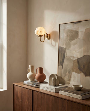 Lotus Flower Alabaster Wall Sconce