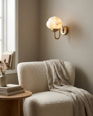 Lotus Flower Alabaster Wall Sconce