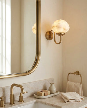 Lotus Flower Alabaster Wall Sconce