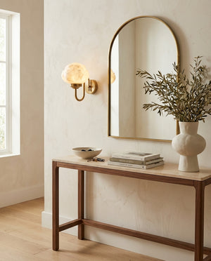 Lotus Flower Alabaster Wall Sconce