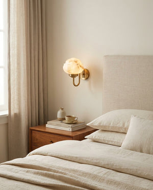 Lotus Flower Alabaster Wall Sconce