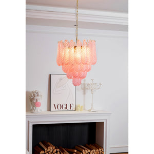 Pink Glass Droplet Chandelier