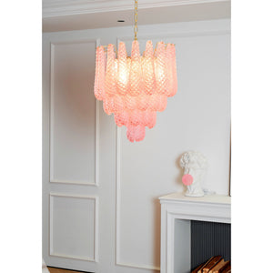 Pink Glass Droplet Chandelier