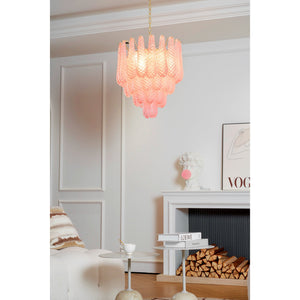 Pink Glass Droplet Chandelier