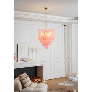 Pink Glass Droplet Chandelier