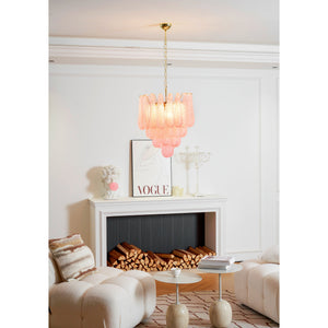 Pink Glass Droplet Chandelier